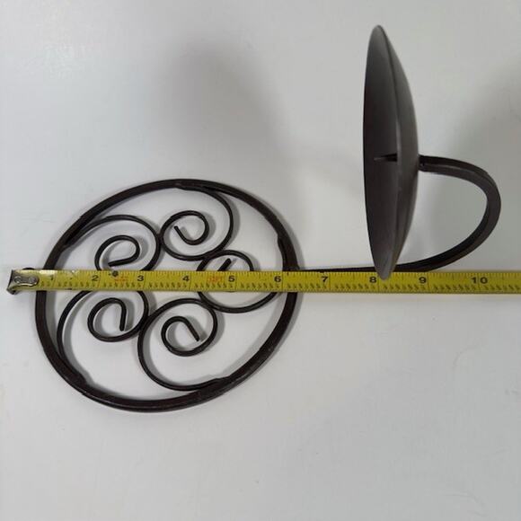 Wrought Iron Single Candle Black Wall Sconce Gothic Spiral Metal Candelabra - Picture 7 of 10
